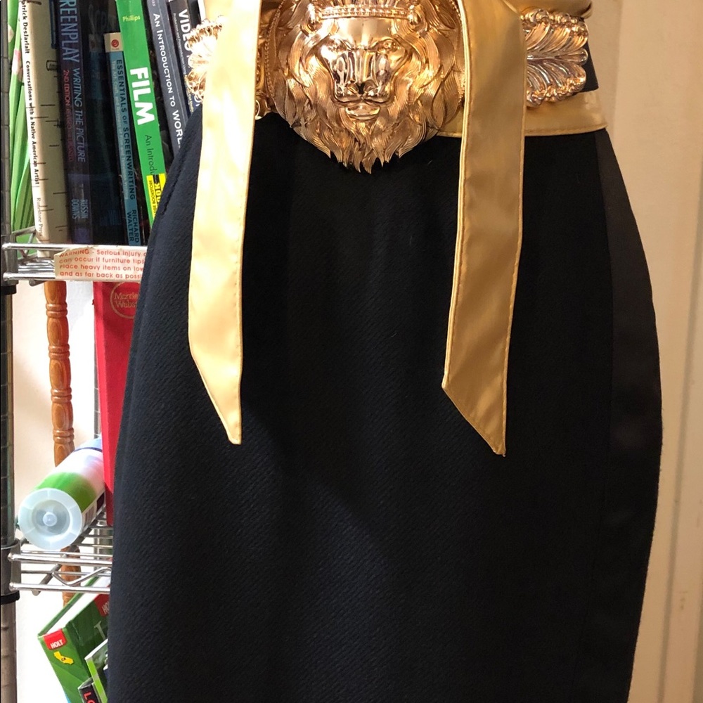 BCBG MAX AZIRIA Blk Tuxedo Wool Blend Skirt 8